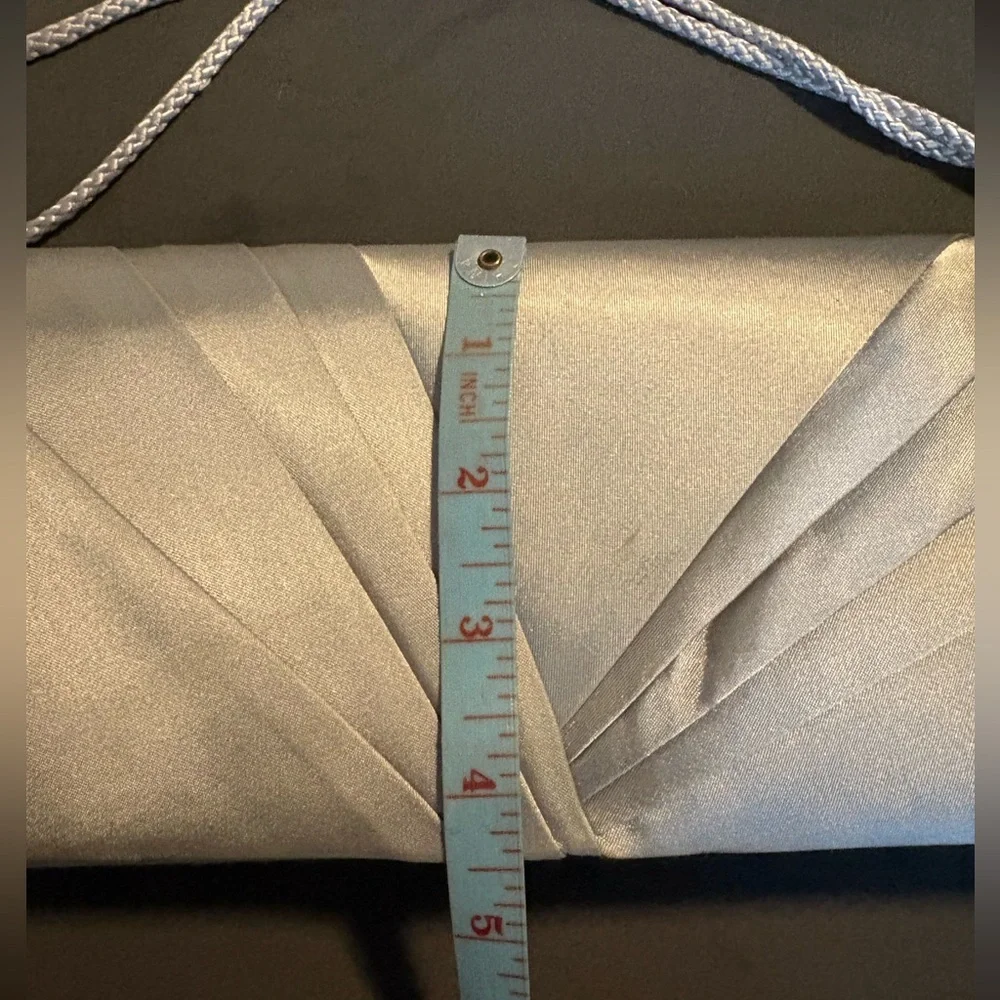 Vintage Kate Landry Silver Pleated Cloth Clutch Plus